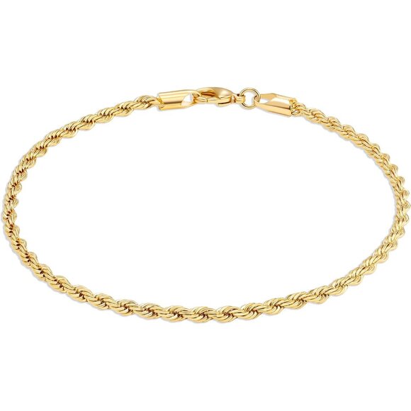 Stylish 2.7 MM Thick Gold Plated Rope Anklet - Hypoallergenic Design for Women - Picture 2 of 4